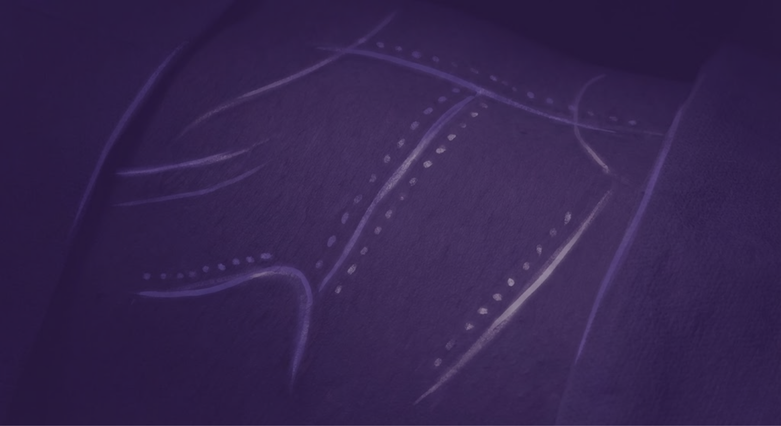 Dark purple textured background with subtle line details.