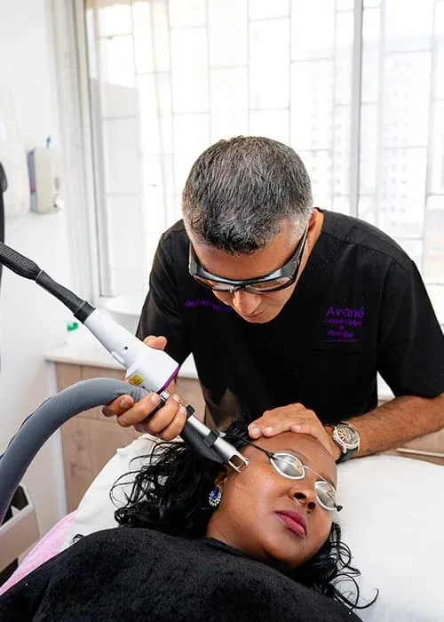 Laser treatment in a skincare session.