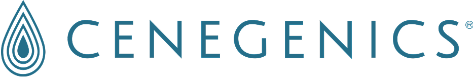 Cenegenics logo with water drop design.