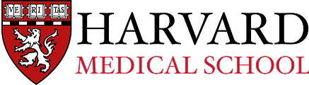 Harvard Medical School logo on red background